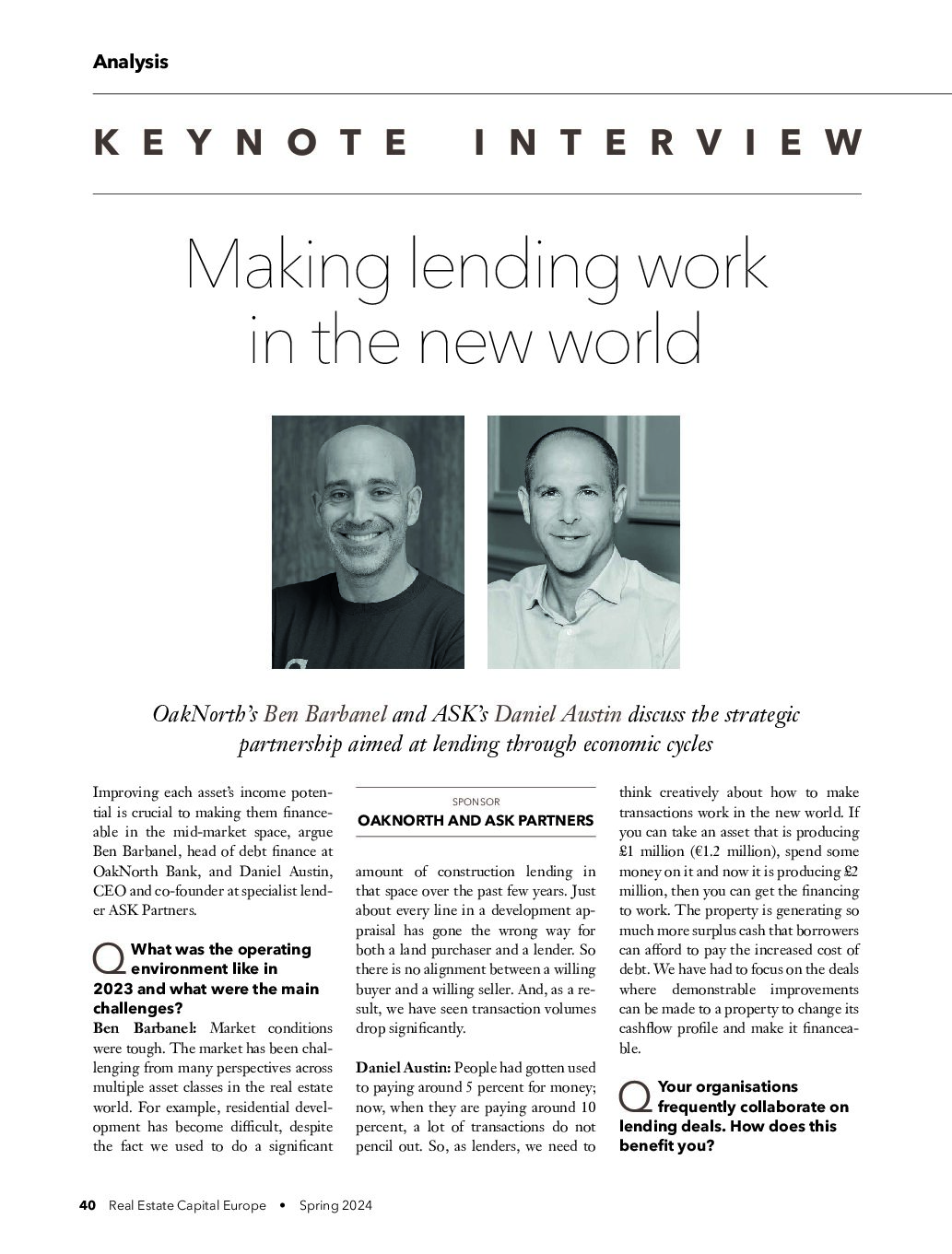 Making lending work in the new world