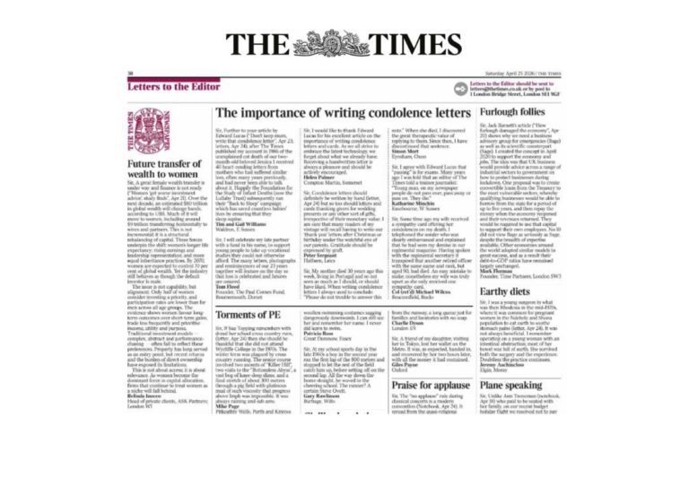 Belinda Inocco comments in The Times on the scale of the female wealth transfer
